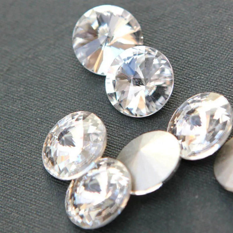 кабошон стекло риволи, цвет прозрачный, 14х7 мм