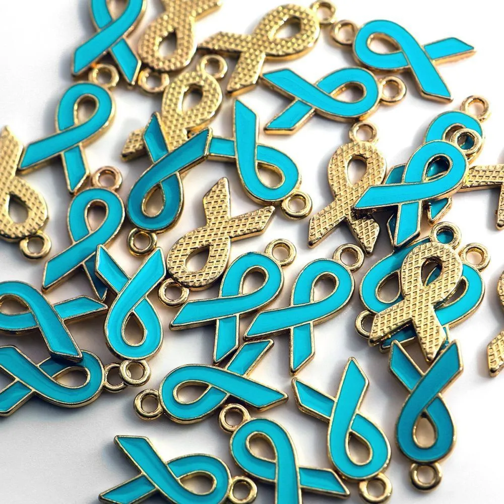 подвеска металлическая "ленточка", эмаль, цвет голубой яркий, 20x10x2 мм