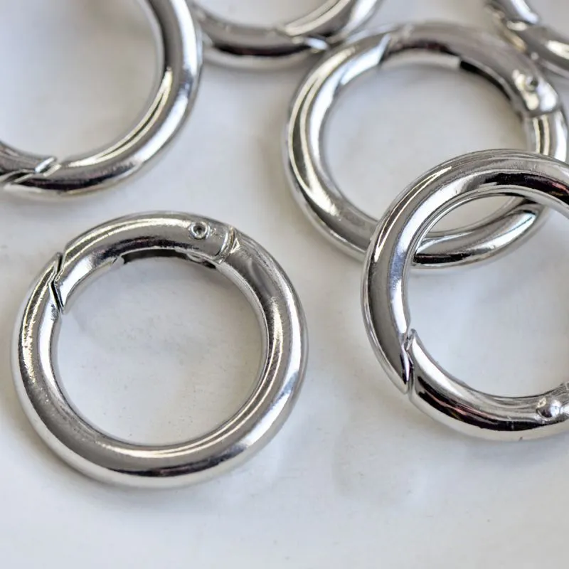Замочки замок-кольцо для брелоков, цвет платина, 24x4 мм
