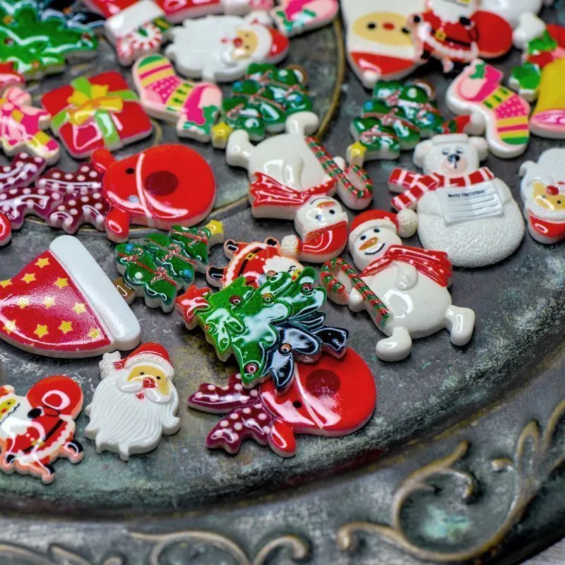 кабошон из смолы "рождественский", цветовой и размерный микс