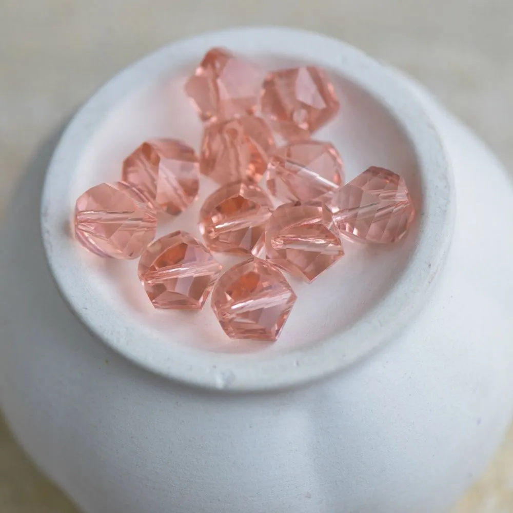 бусина, стекло "яблоко" 10, граненая, цвет розовый, 10х10 мм