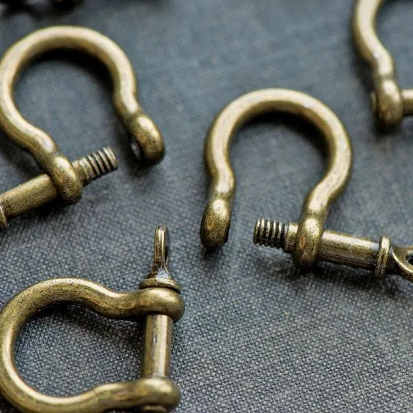 замочек-карабин "скоба", цвет античная бронза, 25x19.5x3.5 мм