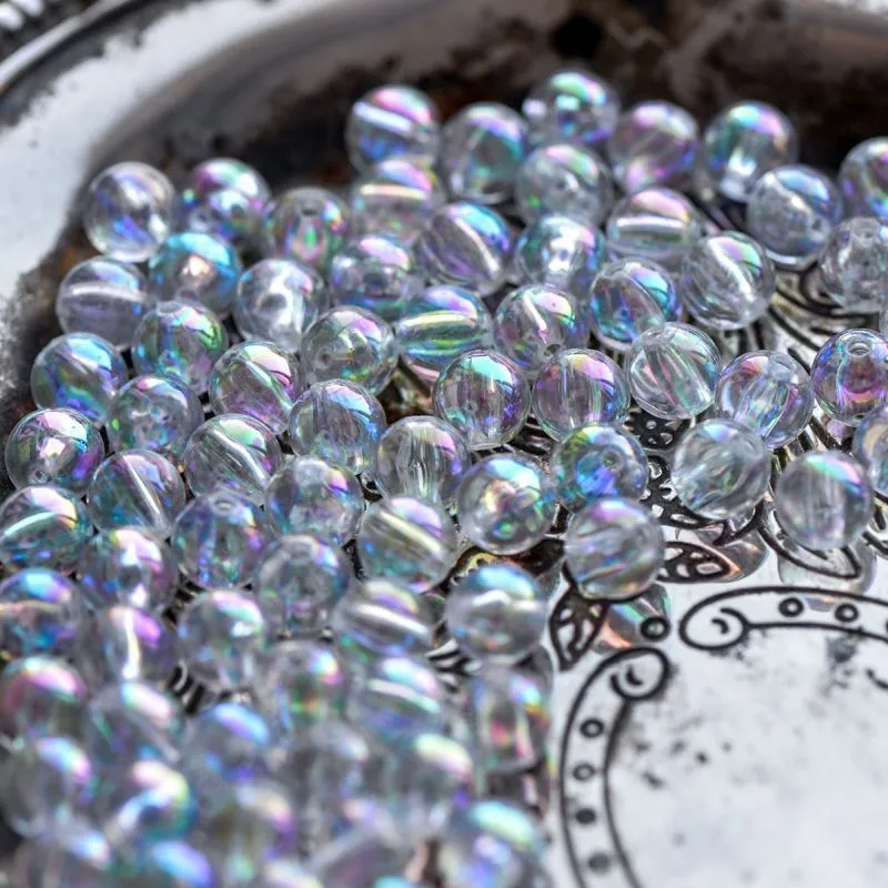 бусина, акрил 8, цвет прозрачный радужный, 8 мм
