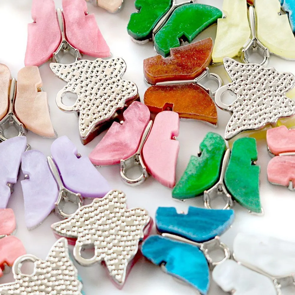 подвеска акрил "бабочки", цветовой микс, 13x14x3 мм