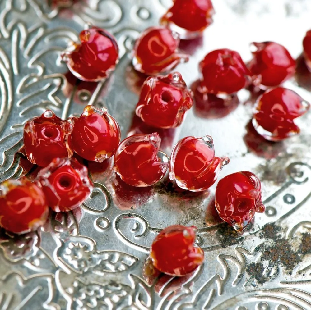 бусина, мурано "ландыш", красный, 7х7 мм