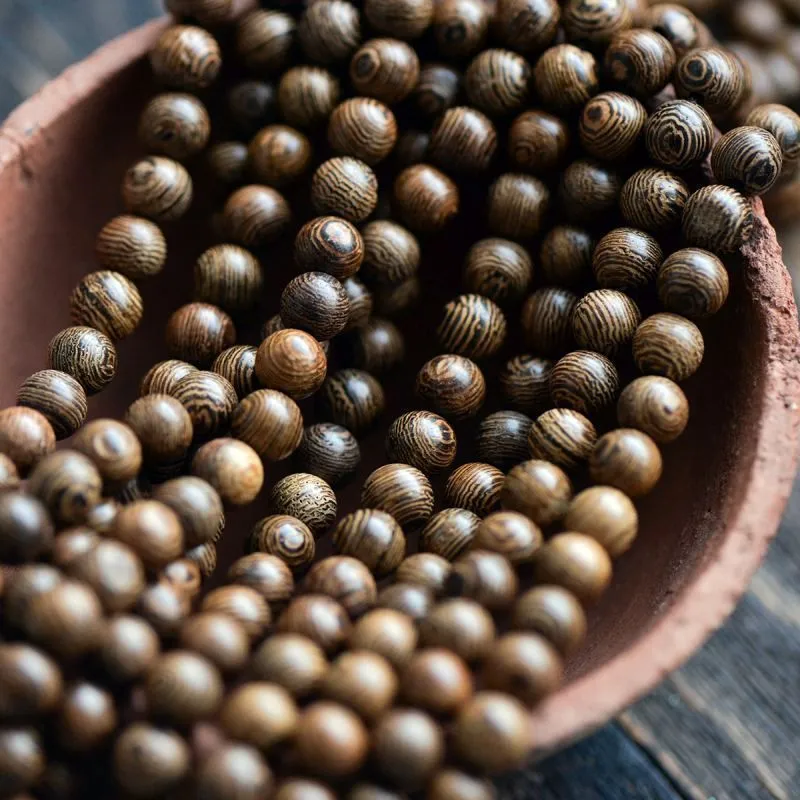 бусина дерево 8, цвет состаренное дерево, 8 мм