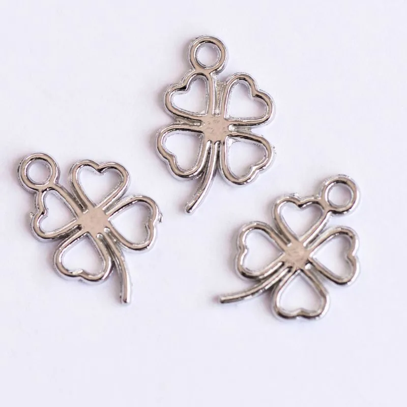 подвеска металлическая "клевер", цвет платина, 17x11x1.5 мм