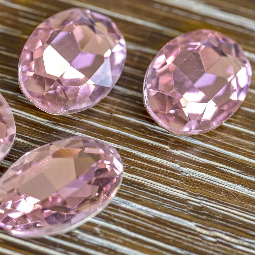 кабошон стекло кристалл, овальный, цвет lt.pink, 25х18 мм