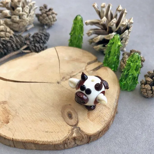 бусина, мурано "бычок егорка", айвори, 18х22х18 мм