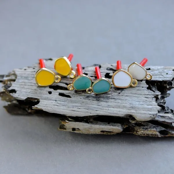 пуссеты "блюр", эмаль, цвет светлое золото, 13.5x9.5 мм