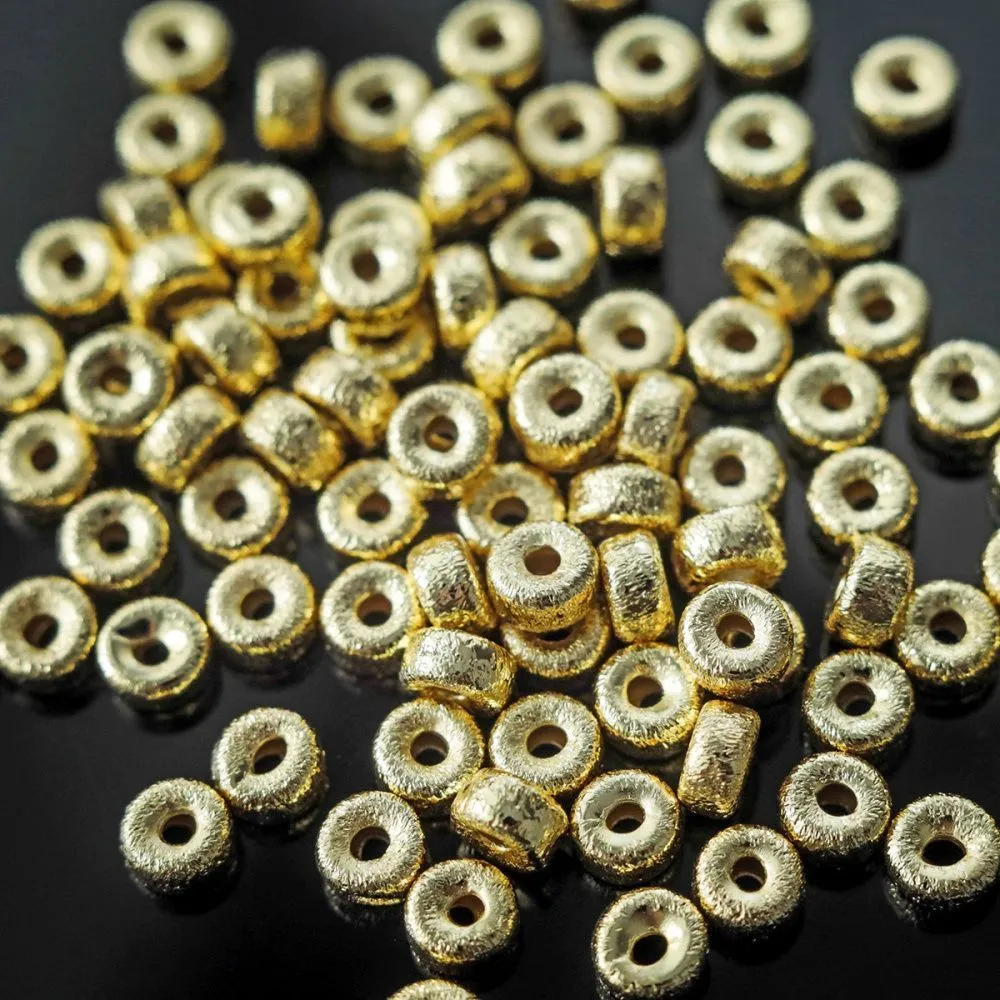 бусина, металл "текстура", позолота, 5x2.5 мм