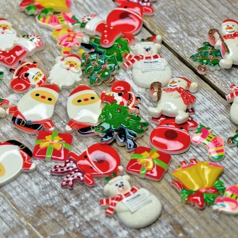 кабошон из смолы "рождественский", цветовой и размерный микс