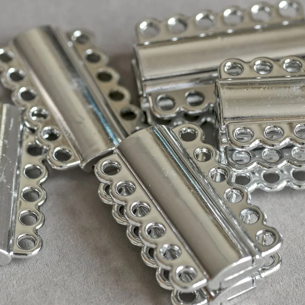 Замочки застежка магнитная "пенал", цвет платина, 34x21x6 мм