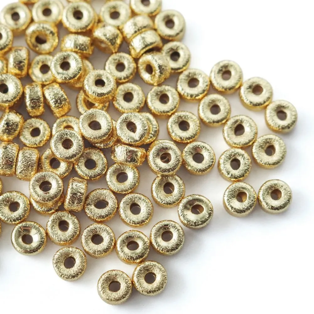 бусина, металл "текстура", позолота, 5x2.5 мм