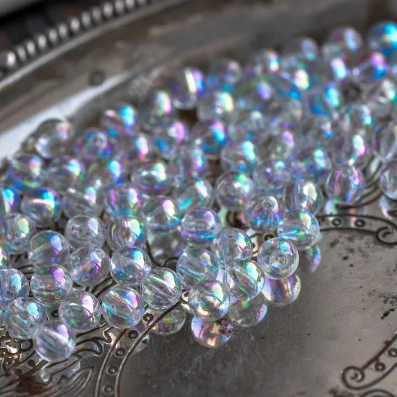 бусина, акрил 8, цвет прозрачный радужный, 8 мм