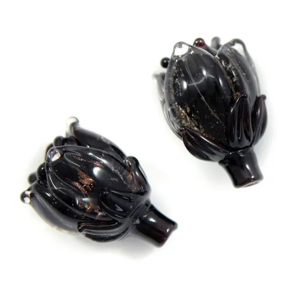 бусина, мурано "колокольчик", фигурная, черный, 17х14 мм