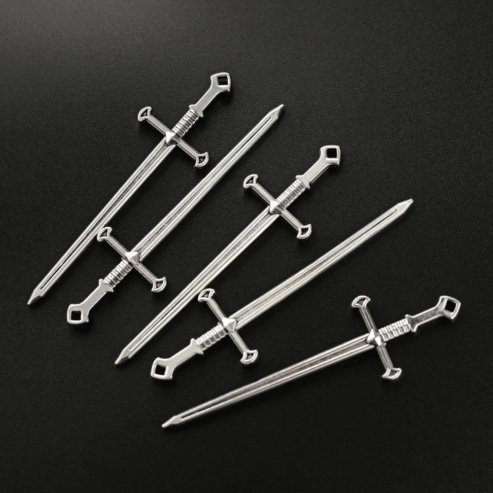 подвеска металл "меч", цвет античное серебро, 80x23x5 мм