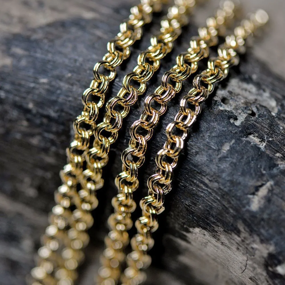 цепочка "дабл-ролл", цвет светлое золото, звено 4x0.6 мм