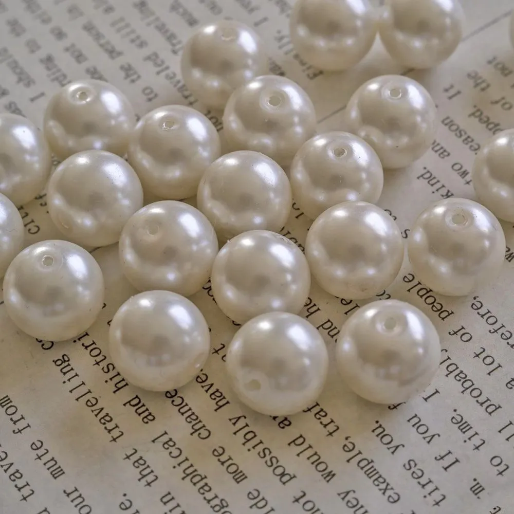 бусина, имитация жемчуга, стекло 14, цвет сливочный, 14 мм