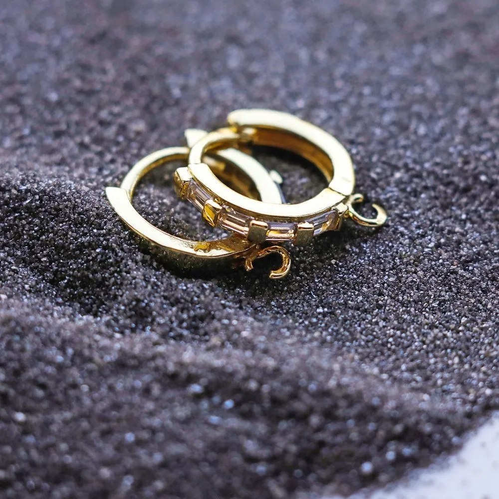 швензы "грид", с цирконием, позолоченные, 17x15x3 мм 