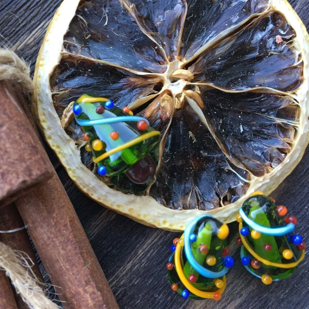 бусина, мурано "ёлочка нарядная", фигурная, стекло, 20х13 мм