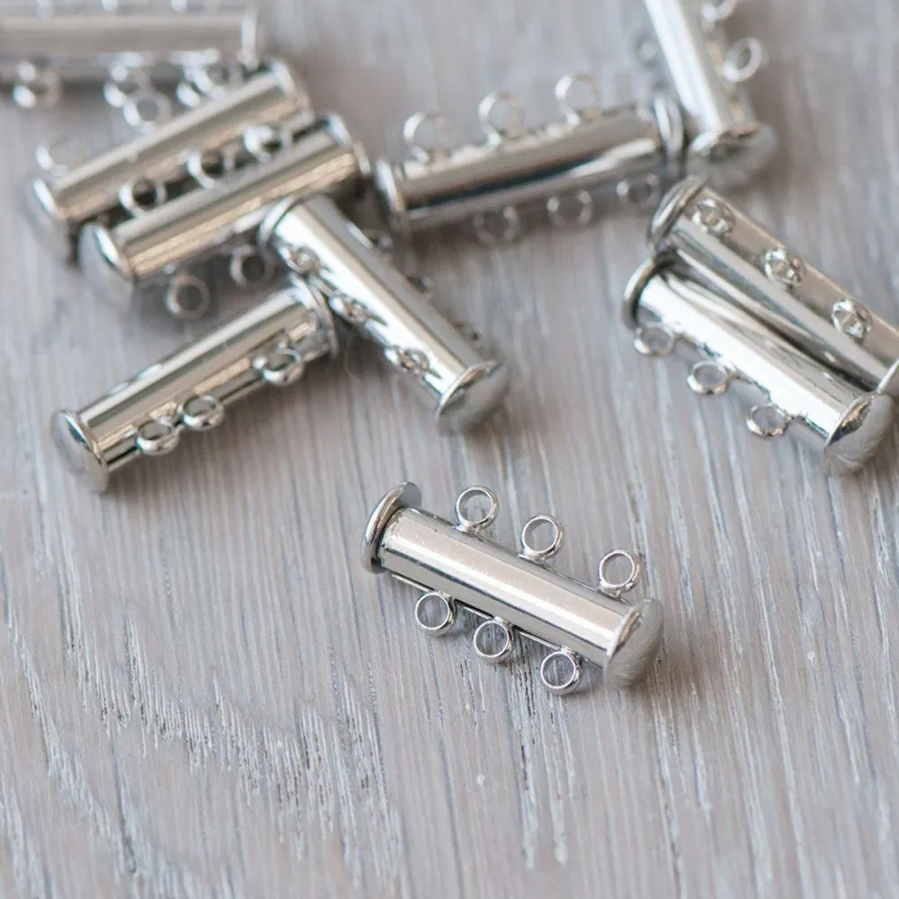 застежка "слайдер" многорядная, цвет платина, 21x10x6.5 мм