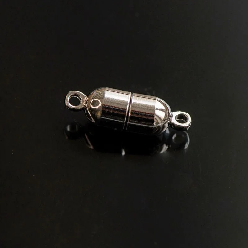 Замочки застежка магнитная "бочонок", покрытие платина, 19x6 мм