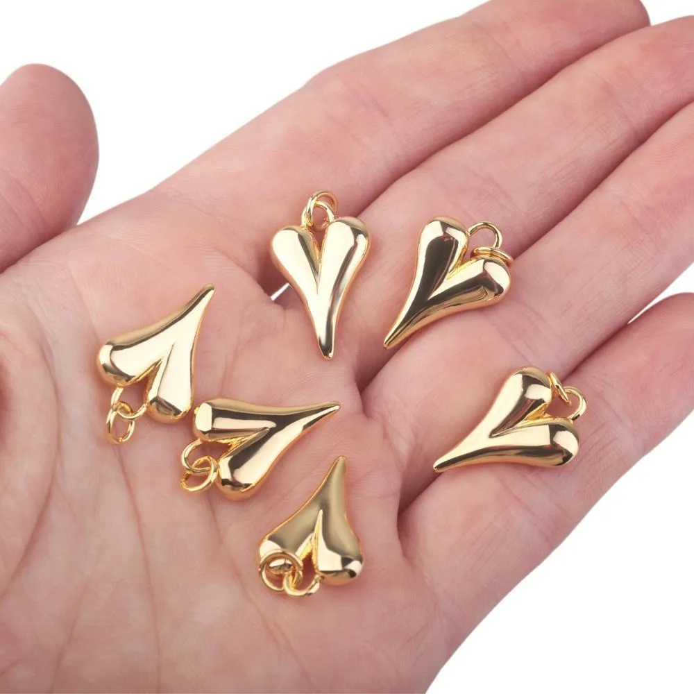 подвеска металл "сердце", позолота, 19.5x13x4 мм