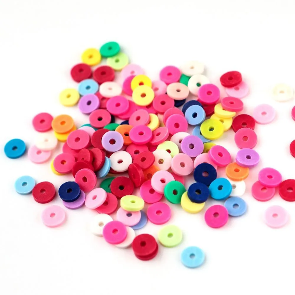 бусина "хейши" плоская, полимерная глина, цветовой микс, 6х1 мм