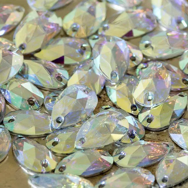 стразы пришивные teadrop, смола, бензиновые, 10.5х18 мм