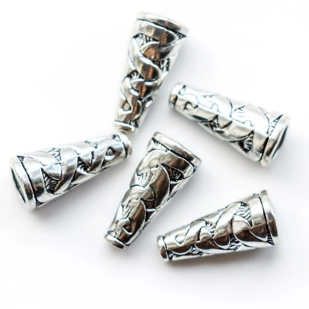 колпачок для бусин "викер", цвет античное серебро, 18x8x8 мм