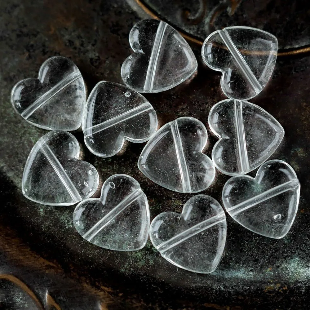 бусина, лэмпворк "сердце", стекло, цвет прозрачный, 20x20x7 мм