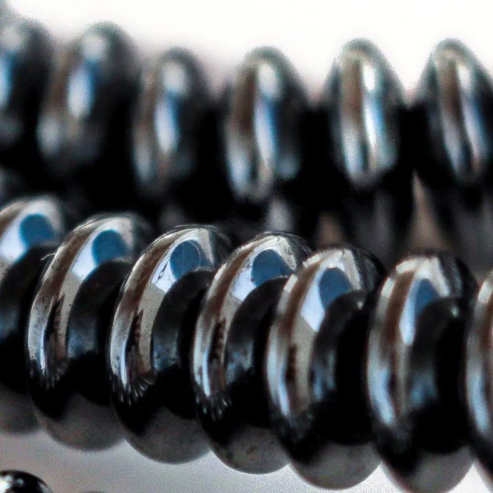 бусина гематит немагнитный синт., рондель, цвет черный, 4x1.5 мм