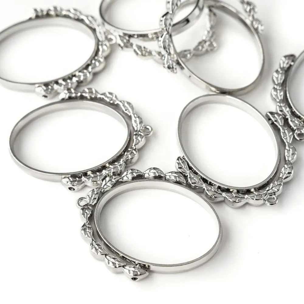 сеттинг-рамка "кокошник", цвет платина, 38x31.5x3.5 мм