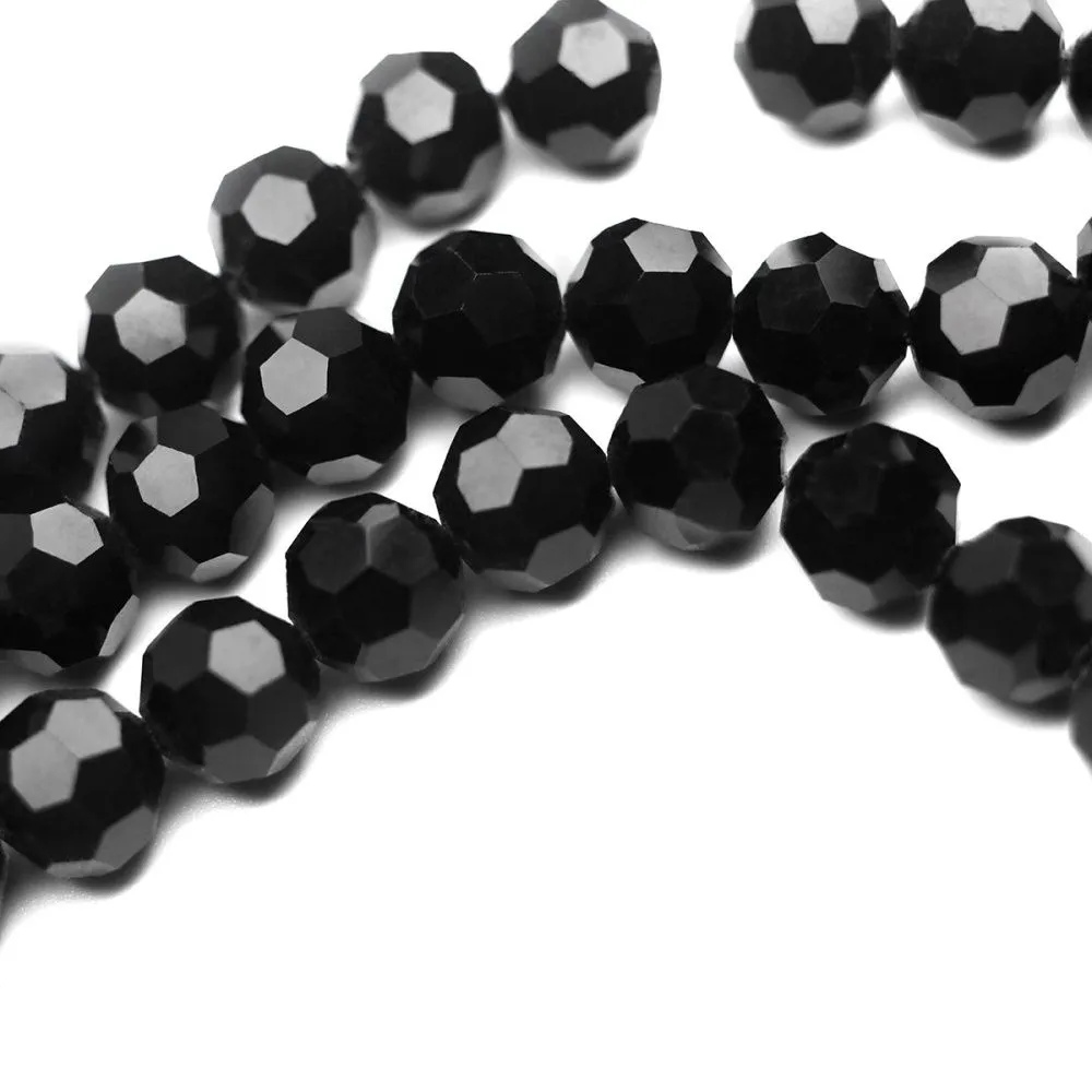 бусина, стекло 10, граненая, цвет черный, 10 мм