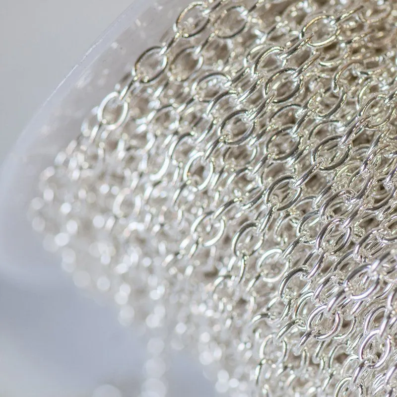 цепочка "кросс мини", цвет серебро, звено 5.5x4x1 мм