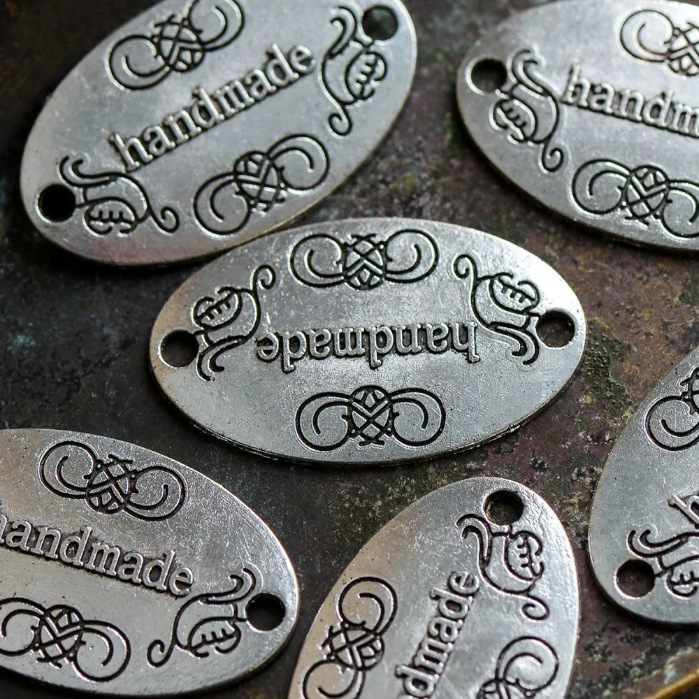 коннектор "handmade", цвет античное серебро, 32х19x1мм