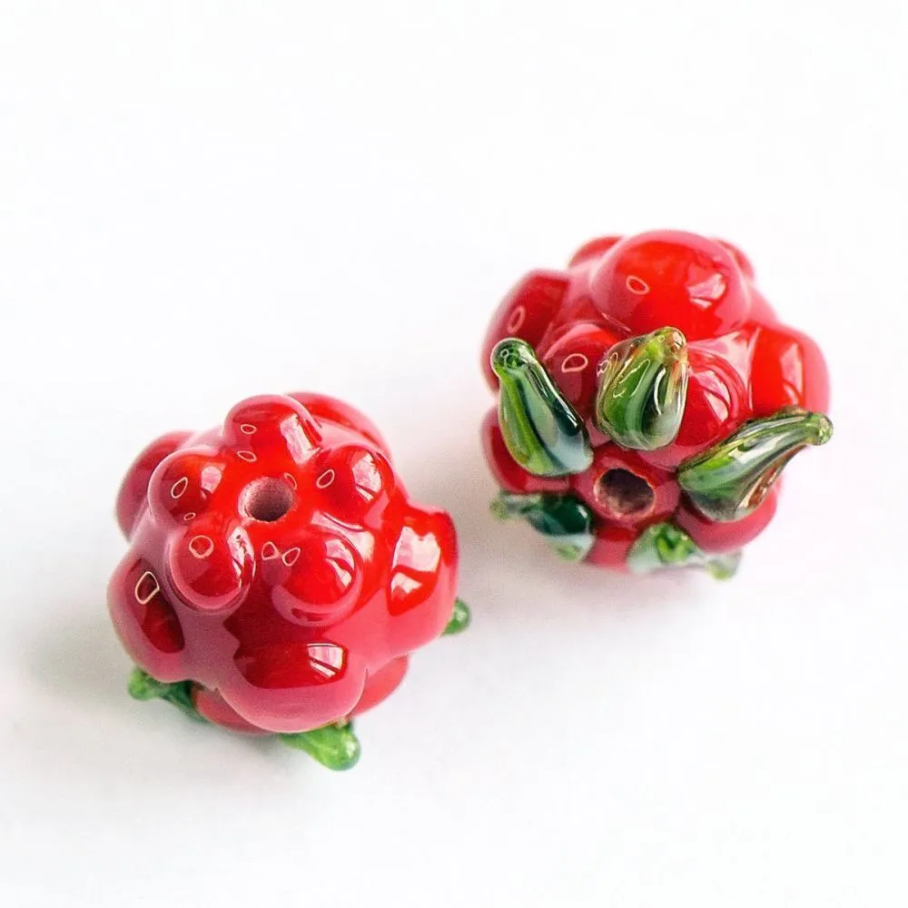 бусина, мурано "морошка", светло-оранжевый, 14х12 мм