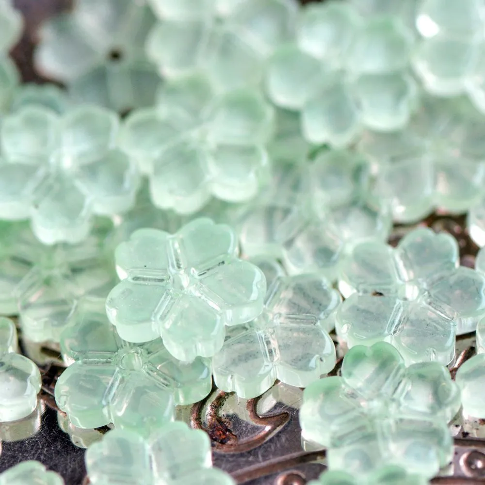 бусина "гардения", стекло, цвет светло-зеленый, 11x2.7 мм