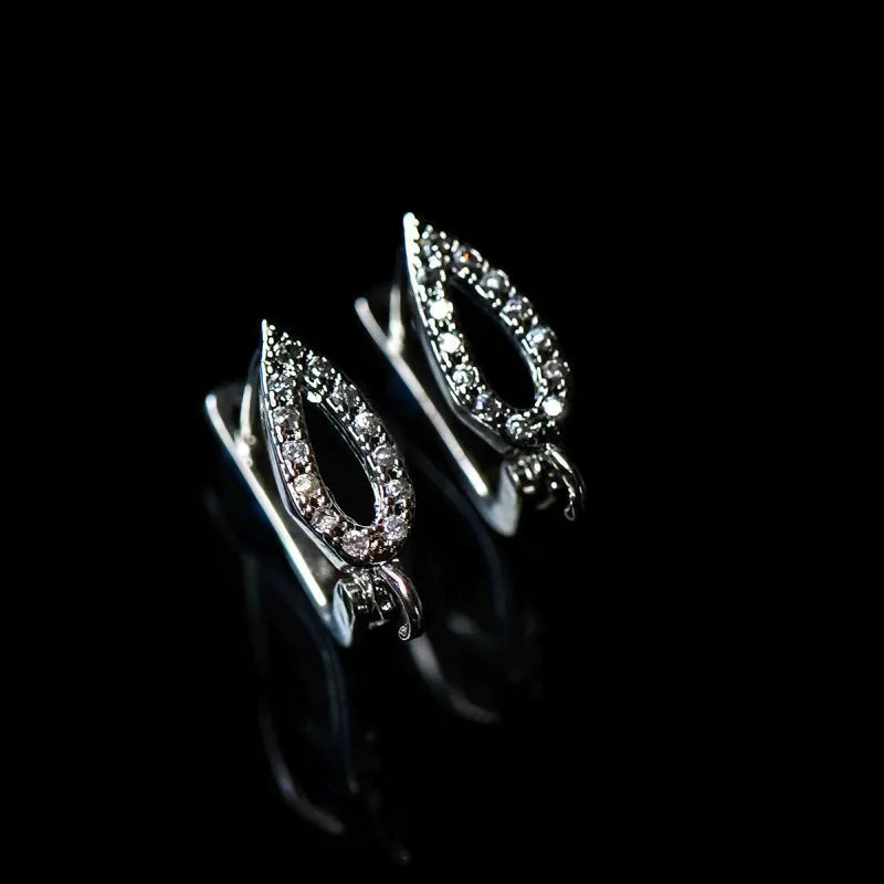 швензы "капля", с цирконием, покрытие платина, 15x5x11 мм 