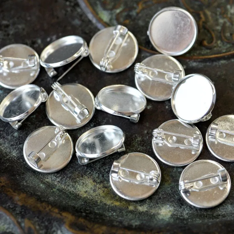 основа для броши "круг", цвет платина, 18 мм