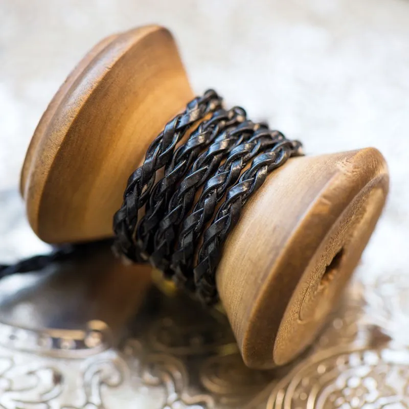 шнур, имитация кожи, плетеный, цвет черный, 3 мм