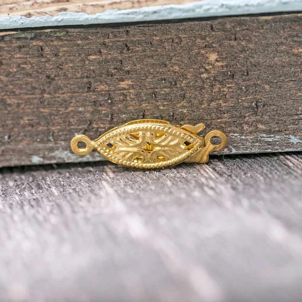 замочек-рыбка для жемчуга, цвет золото, 7x20x2.8 мм