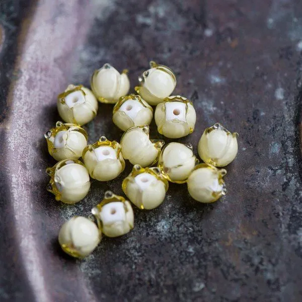 бусина, мурано "ландыш", желтый, 7х7 мм