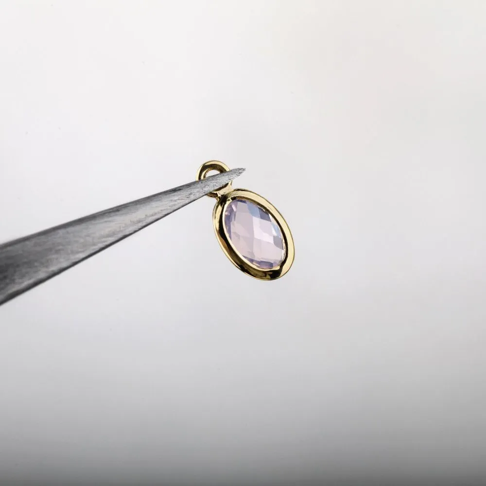 подвеска металл "эллипс", позолота/бледно-розовый, 9x4.5x2 мм