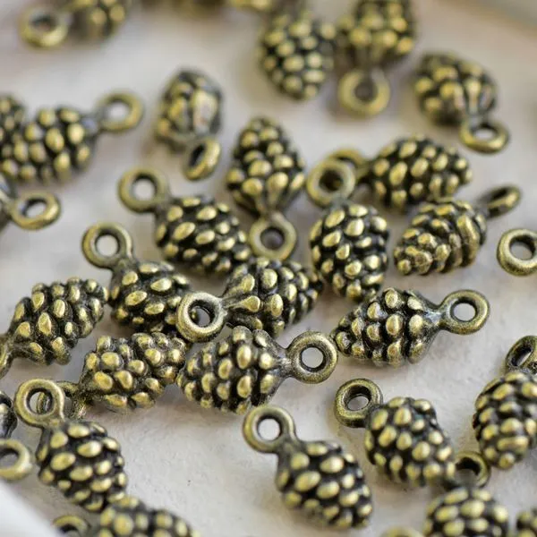 подвеска металлическая "шишка", цвет античная бронза, 13x7x5.5 мм