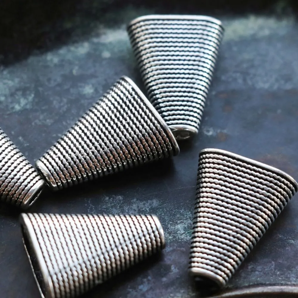 колпачок для бусин "файбер", цвет античное серебро, 23x19x9 мм