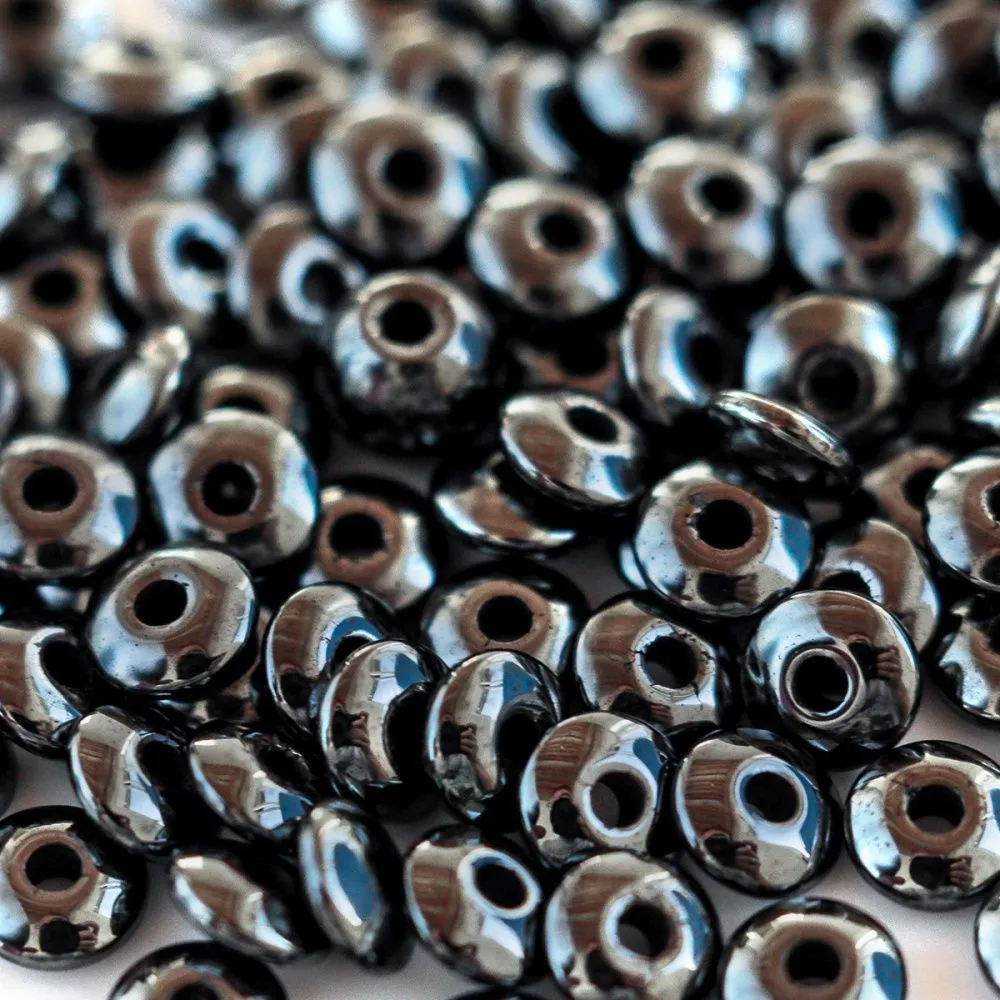 бусина гематит немагнитный синт., рондель, цвет черный, 4x1.5 мм