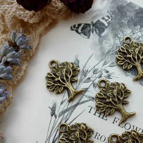 подвеска металлическая "дерево", цвет античная бронза, 22х17 мм