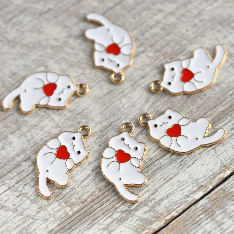 подвеска металлическая "котейка", эмаль, цвет белый, 25x21x1 мм